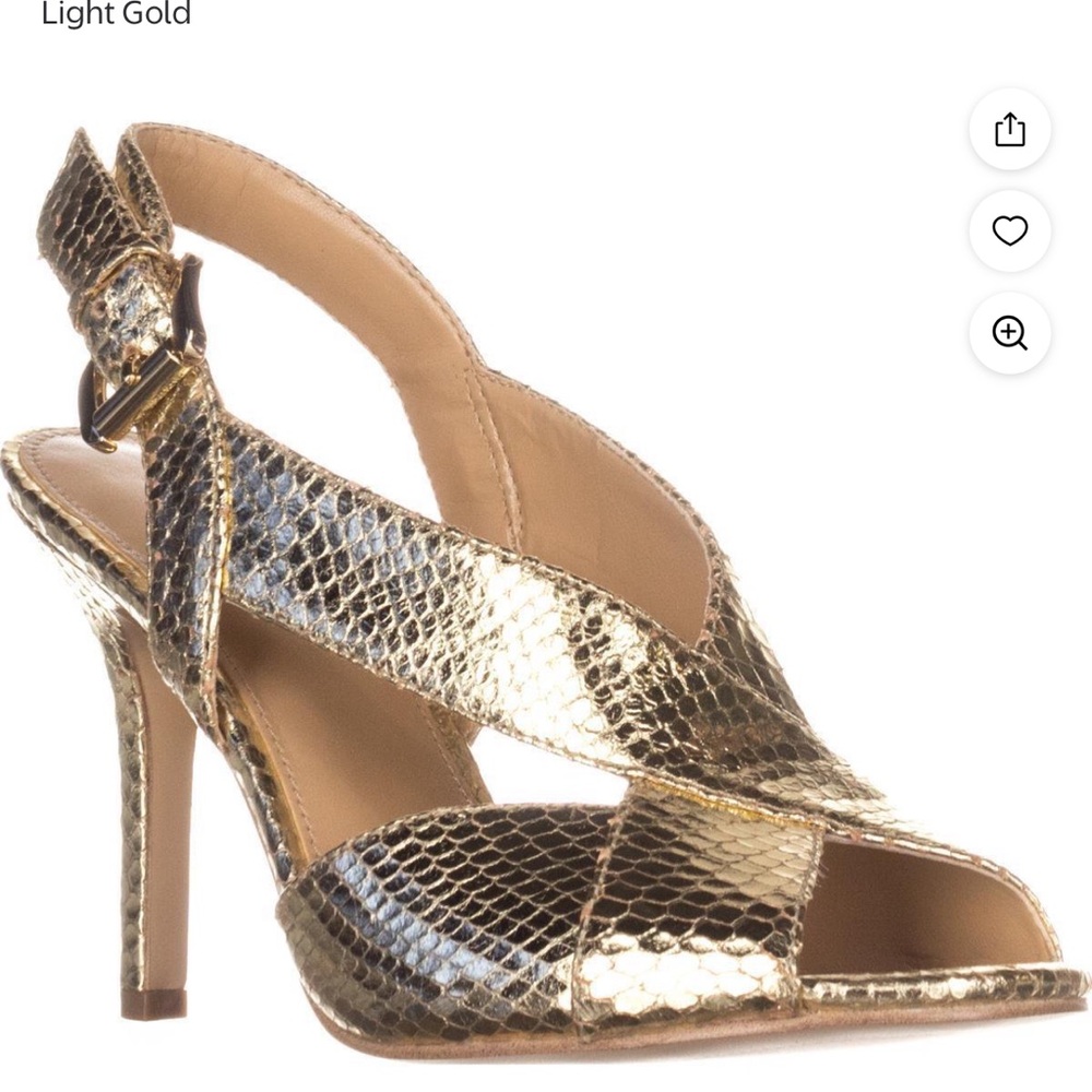 MICHAEL Michael Kors Becky Cross Strap Heels.Color Gold. Size 7.5
